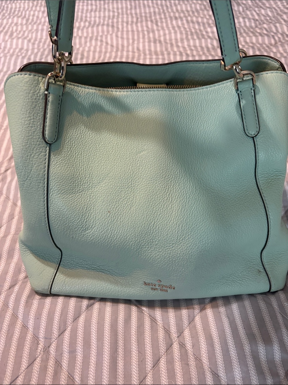 kate spade mint green Pebbled Leather Shoulder Bag